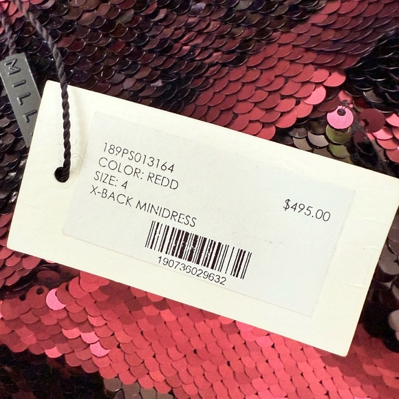 Milly Black and Maroon Striped Sequin Mini Dress - Picture 3 of 11